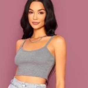 SHEIN Solid Rib-Knit Crop Cami Top